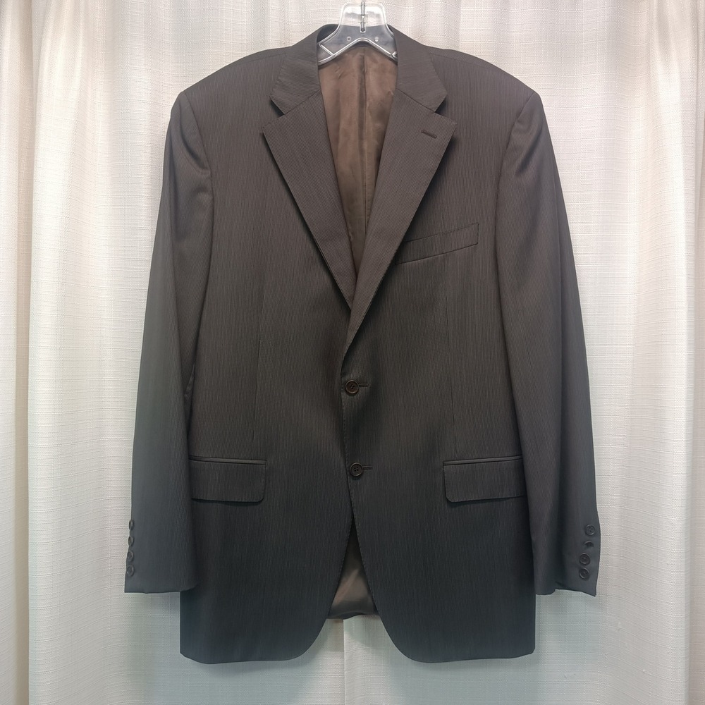 Canali Mens Wool Blazer Gray Micro Stripe Sport Coat IT 54L US 44L Luxury Formal